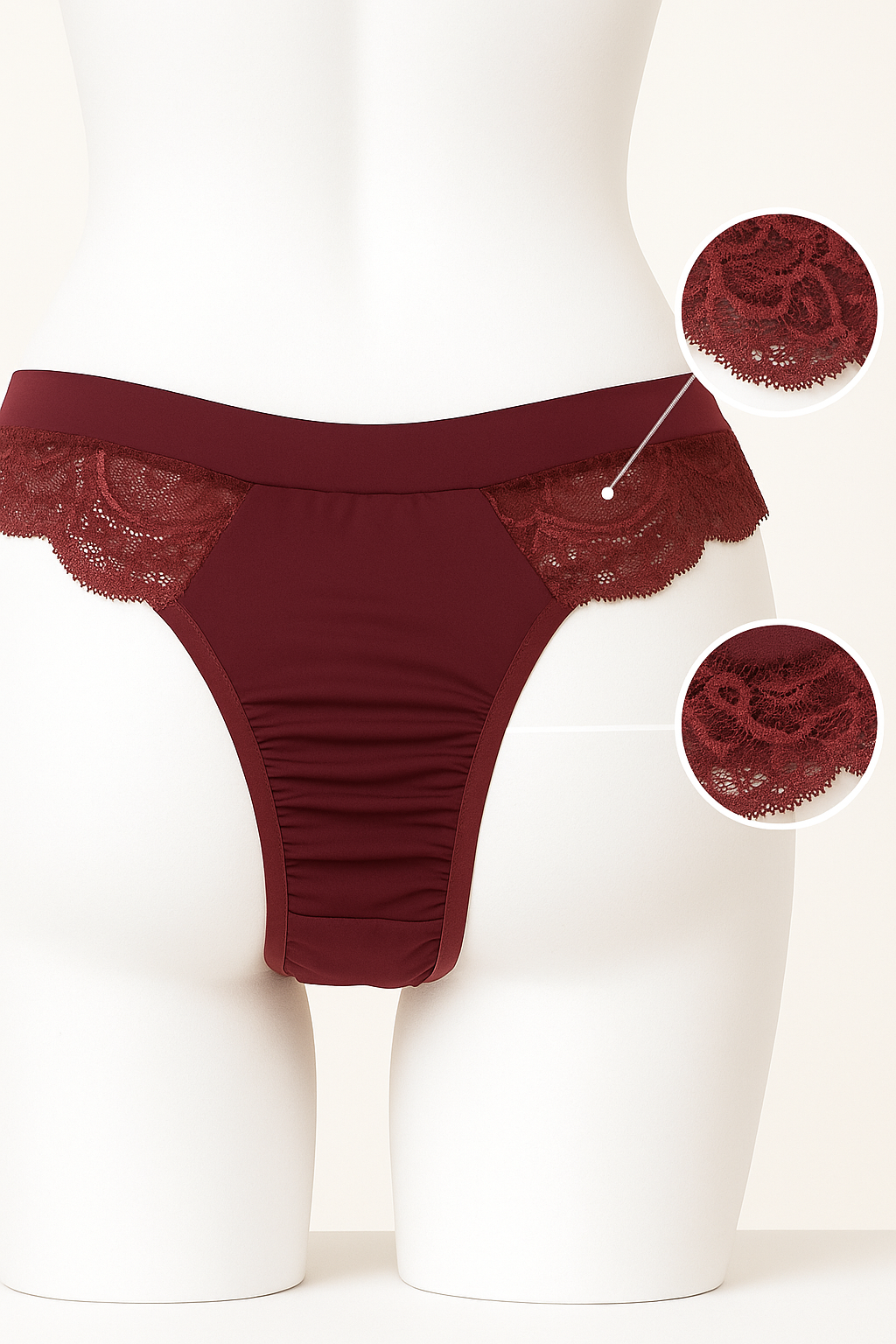 Calcinha em Microfibra com Recorte de Renda - Imagem 2