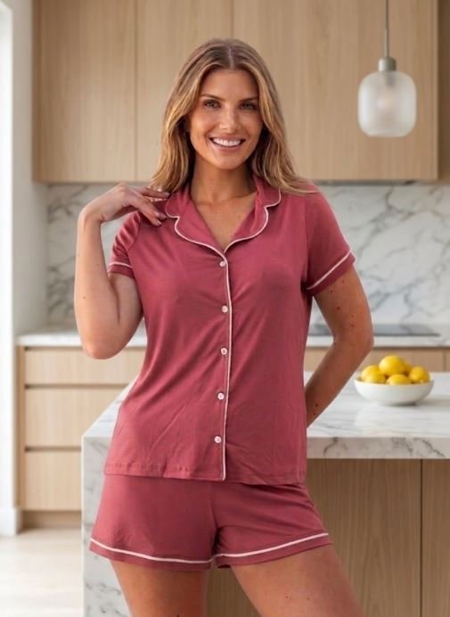 Pijama Americano Luna Shorts Botões Viscolycra